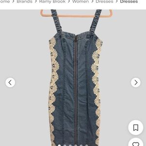 Ramy Brook Denim Dress with Cream Lace Accents
